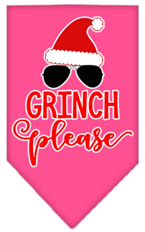 Grinch Please Screen Print Bandana Bright Pink Small